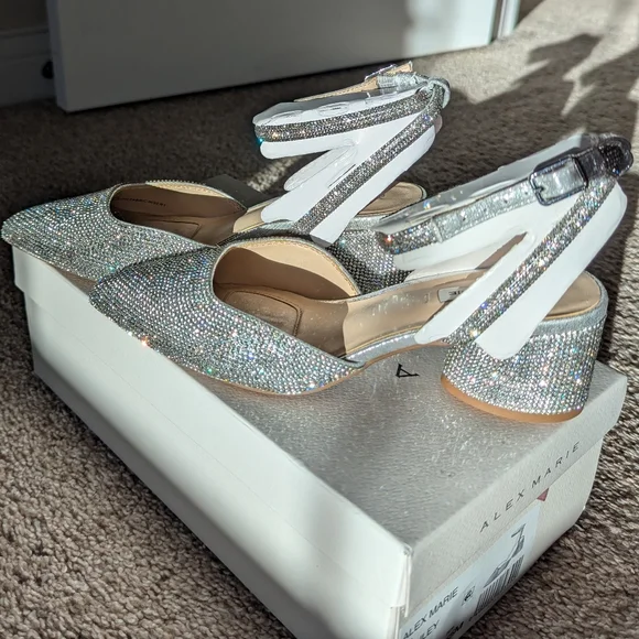 Alex Marie Brinley Rhinestone Round Heel Pumps, Size 5.5, Color Silver - Picture 8 of 13